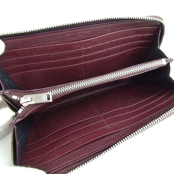 Authentic SAINT LAURENT CEP414680 0117 logo zip around purse leather [Used] - Picture 10 of 15